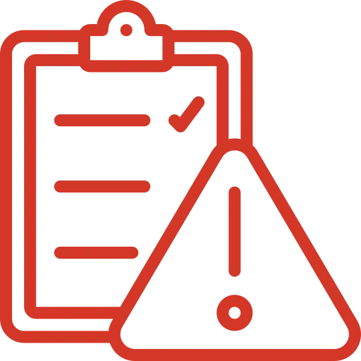 Icon of a checkboard and a warning symbol